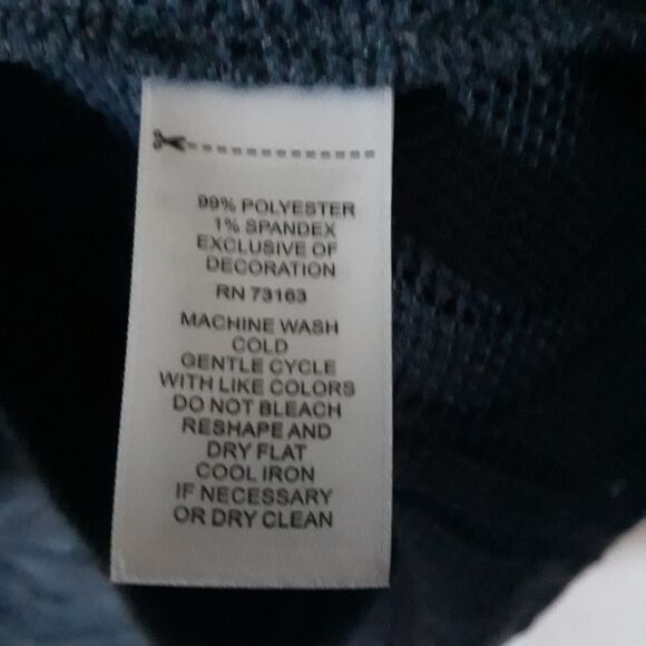 Cupio Mock Neck Womens Small Blue Cable Knit Stretch Cut Out Long Sleeve NWT - Picture 12 of 12